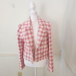 House of Harlow 1960 Pink and Cream Tweed Blazer